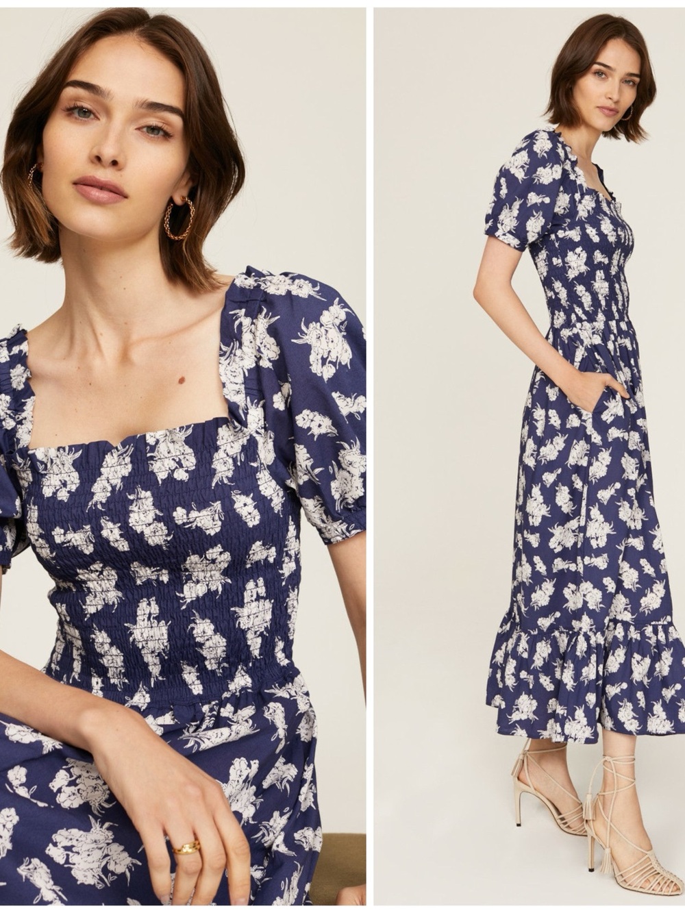 Polo Ralph Lauren Blue Floral Day Midi Long Cotton Dress Size XL
